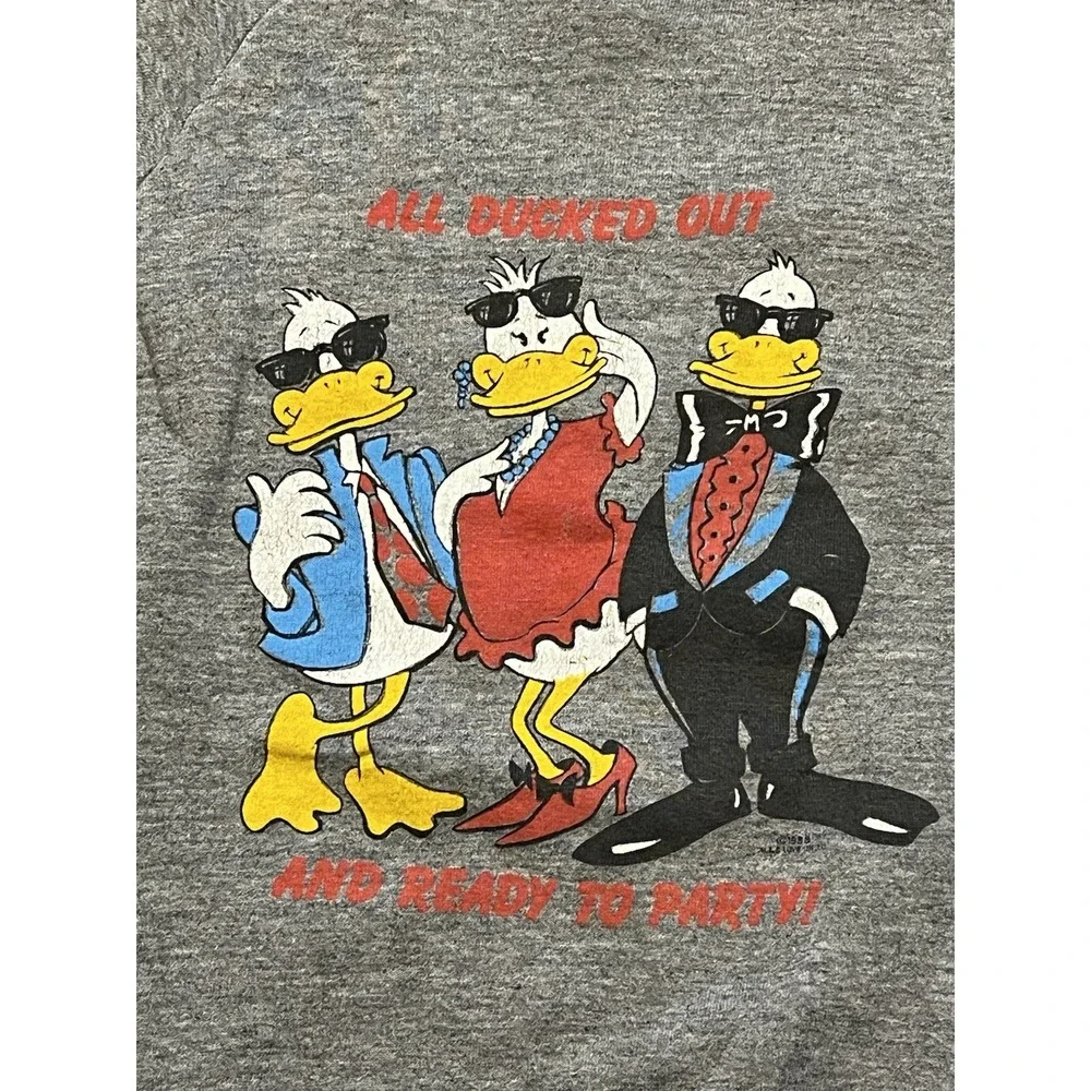 Vintage 1980's Jerzees All Ducked Out Party Crewneck Sweatshirt